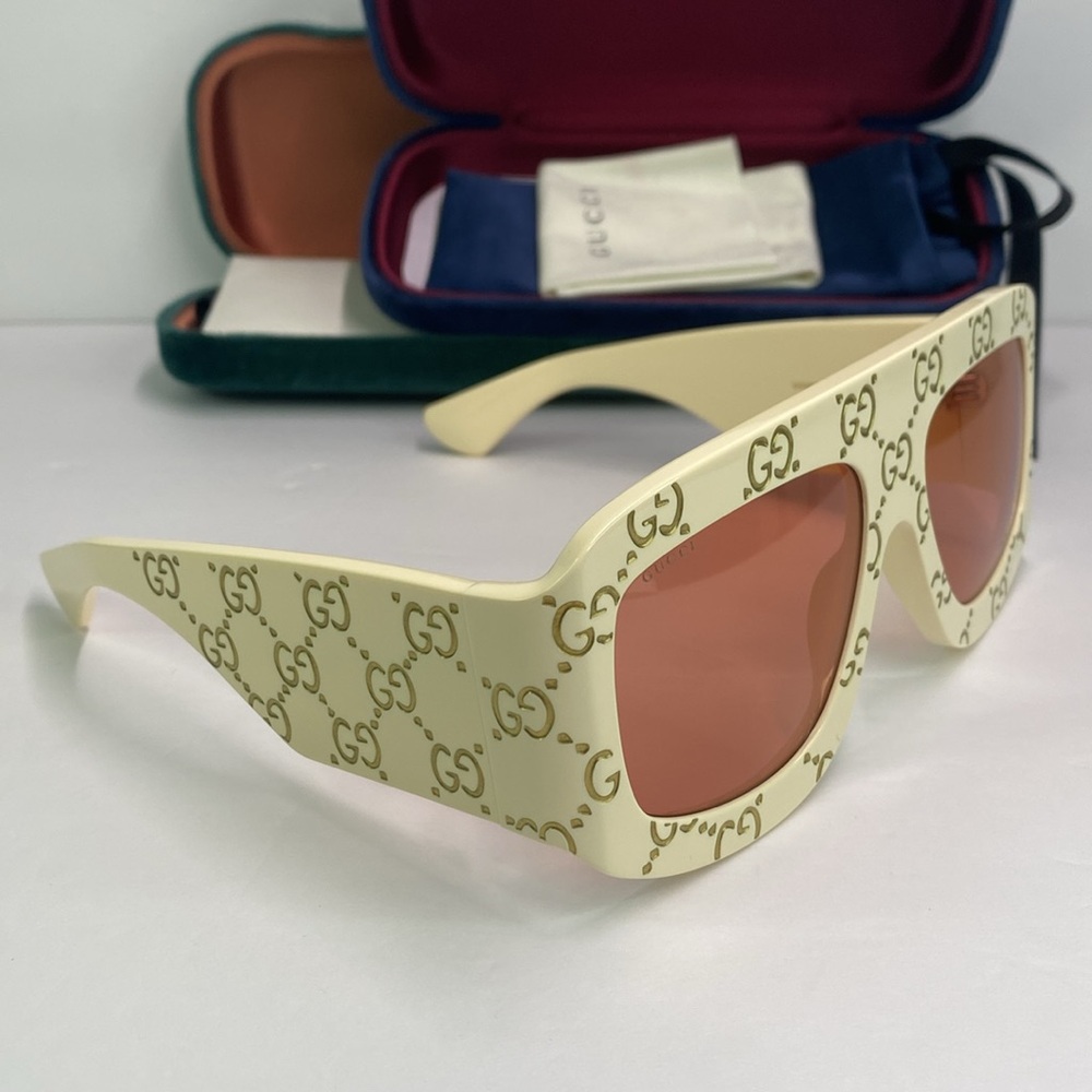 New Authentic Gucci Orange Mask Men's Sunglasses GG0983S 001 59.